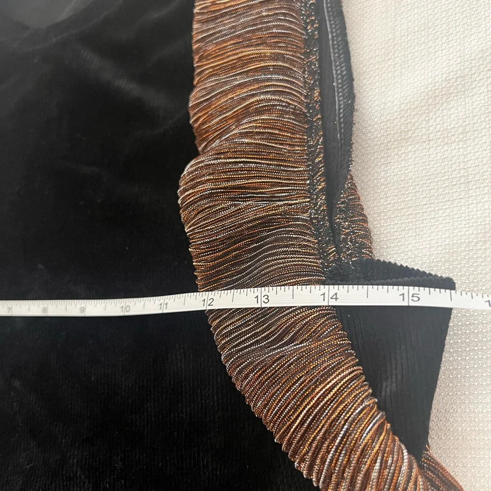 THML Black Velvet Top with Gold Ruffle Sleeves, NWOT - Picture 5 of 13